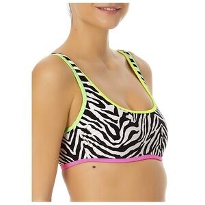 No Boundaries Juniors' Zebra Swirl
Tricot Multi Color Print Bikini Top